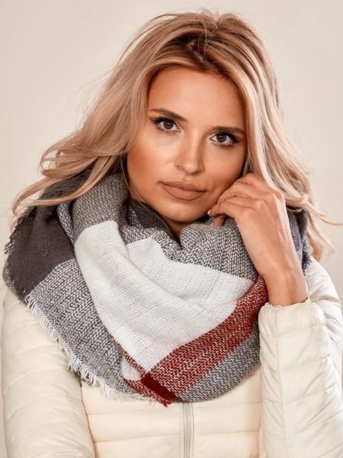 ŠEDO-VÍNOVÝ ŠÁTEK AT-CH-171201.11-GREY-WINE RED Velikost: ONE SIZE