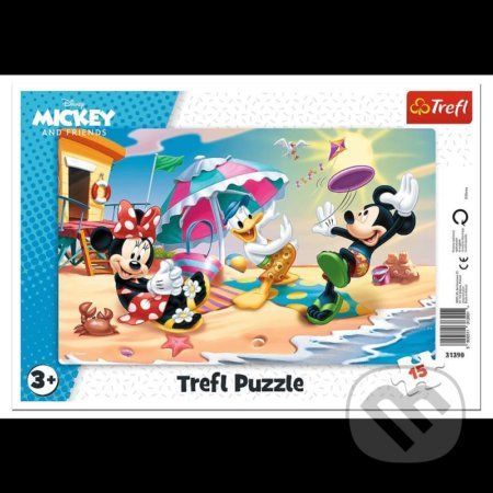 Puzzle Mickey a Minnie / Zábava na pláži, 15 dílků