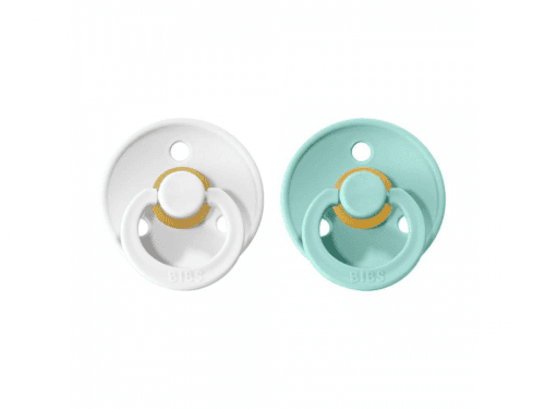 Bibs Dudlíky COLOUR White/Mint velikost 1, přír.kaučuk 2ks