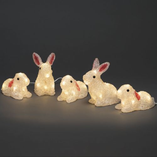 Zajíčci 6289-103, 5 kusů, 40 LED teplá bílá, výška 14 cm Teplá bílá
