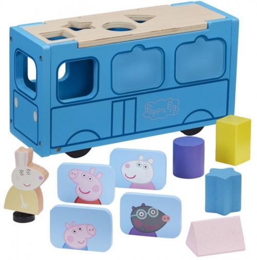 TM Toys Peppa Pig dřevěný autobus vkladáčka