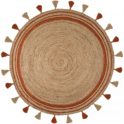 Flair Rugs koberce Kusový koberec Lunara Jute Circle Orange - 150x150 (průměr) kruh cm Oranžová