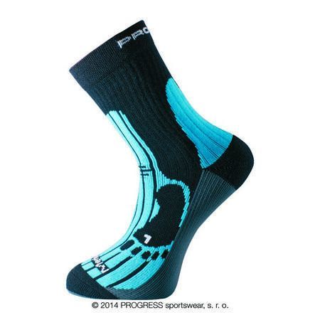 PROGRESS MERINO turistické ponožky 6-8 černá/modrá/šedá