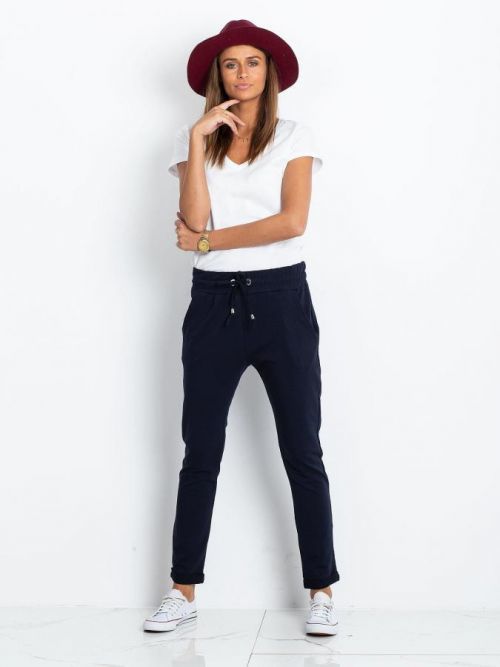 DÁMSKÉ TMAVĚ MODRÉ TEPLÁKY -RV-DR-3698.06X-DARK BLUE Velikost: XS