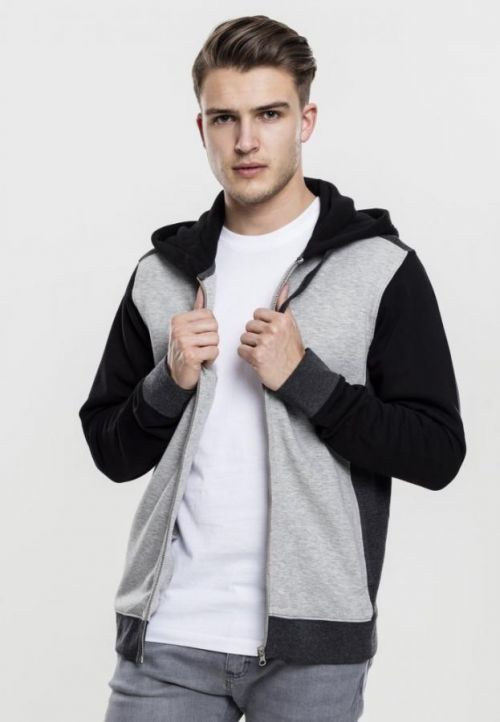 3- Tone Sweat Zip Hoody grey/charcoal/black L
