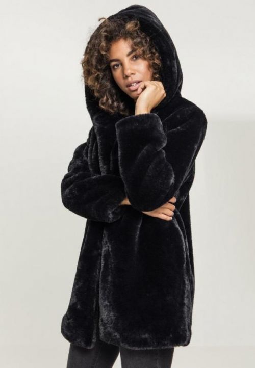 Ladies Hooded Teddy Coat black 3XL