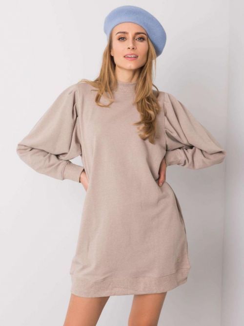 BÉŽOVÉ MIKINOVÉ ŠATY -TW-SK-G-084.63-BEIGE Velikost: S