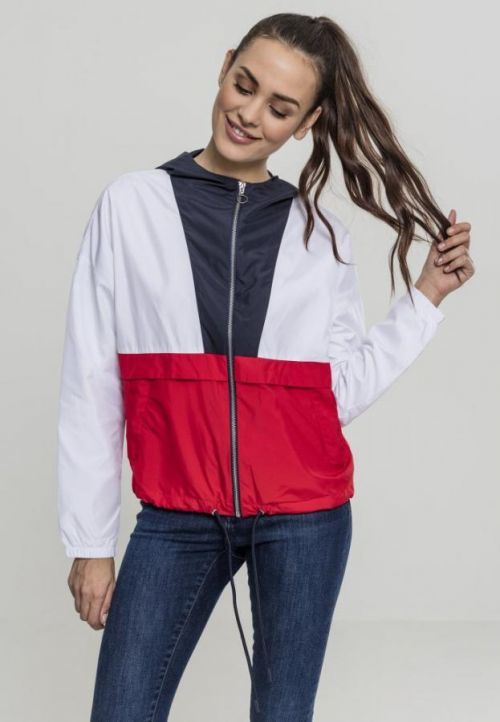 Ladies 3-Tone Oversize Windbreaker navy/white/fire red L