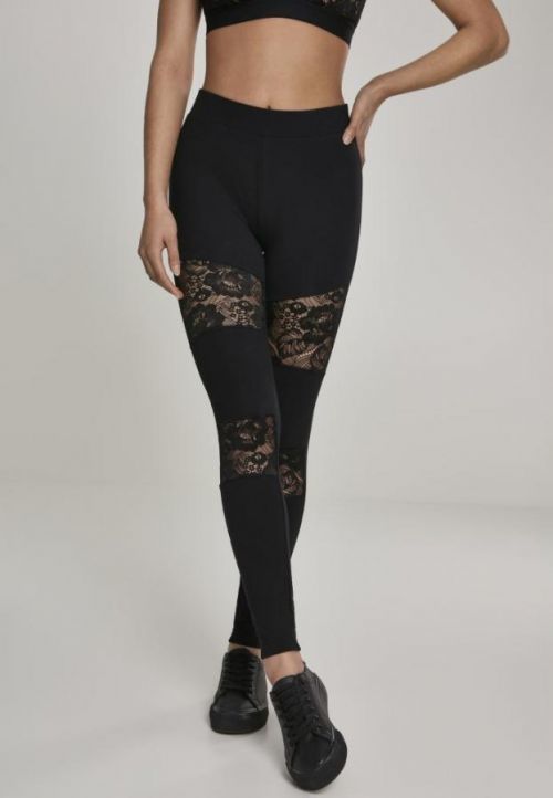 Ladies Laces Inset Leggings black 4XL