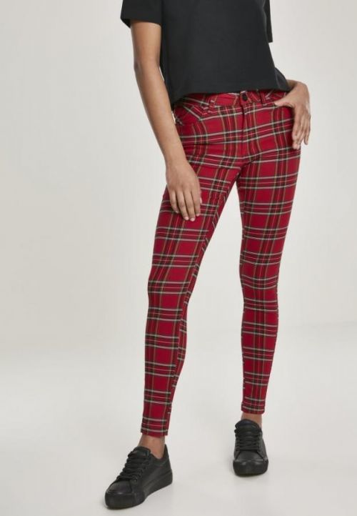 Ladies Skinny Tartan Pants red/blk 26