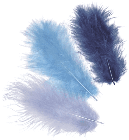 Dekorativní peříčka Marabu mix - odstíny modré 15 ks / 10 cm