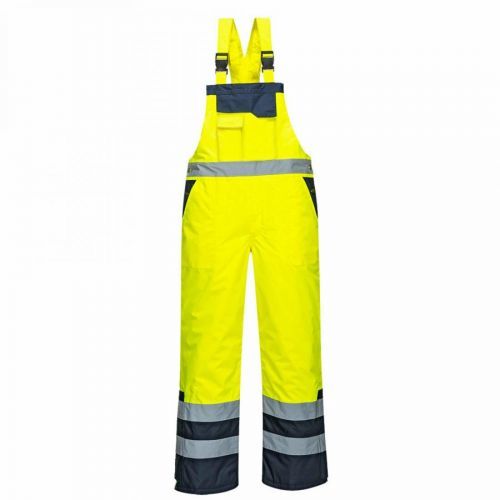 Inzep Portwest S489 Kalhoty s laclem reflexní nepromokavé zimní žlutá/námořnická modrá 3XL