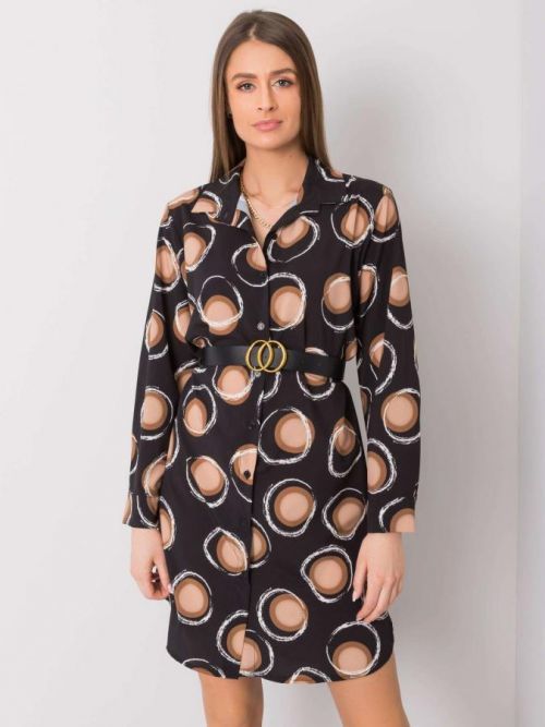 ČERNÉ DÁMSKÉ ŠATY S KRUHY DHJ-SK-12765.11-BLACK Velikost: ONE SIZE