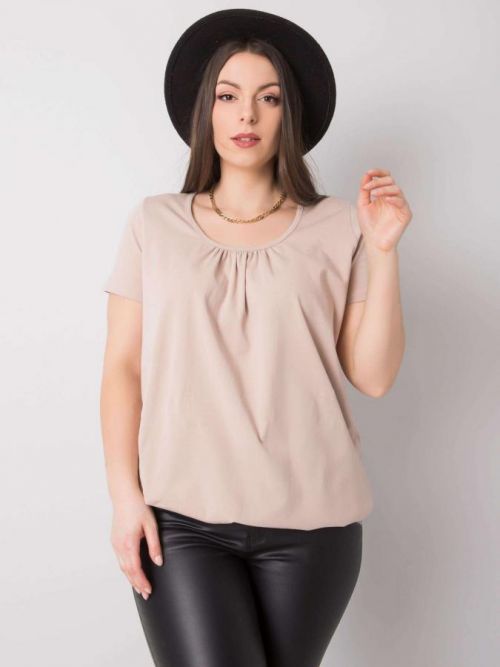 BÉŽOVÉ DÁMSKÉ TRIČKO S KRÁTKÝM RUKÁVEM RV-TS-6320.85P-BEIGE Velikost: XL