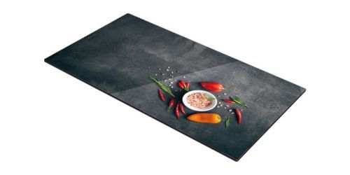 Skleněná odkládací deska na sporák ONLINE 30 x 52 cm, sůl a chilli