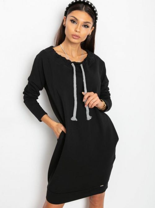 Černé mikinové šaty RV-TU-4444.30P-black Velikost: S/M