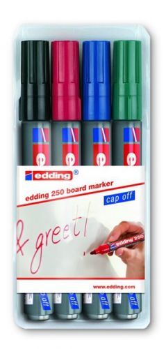 Edding 4-250-4 edding 250 whiteboard marker popisovač na bílé tabule černá, modrá, červená, zelená 4 ks/bal.