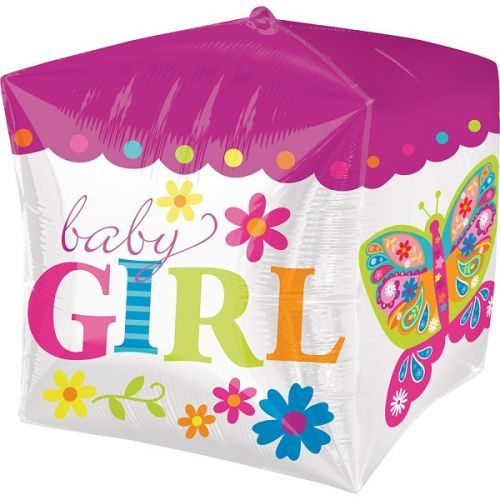 BALÓNEK fóliový krychle Baby Girl 38cm