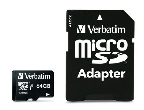 VERBATIM Pro U3 Micro SecureDigital SDHC/SDXC 64GB + SD Adaptér