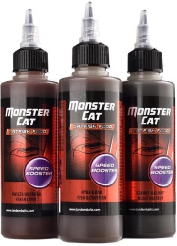 Booster na SUMCE Monster Cat CATFISH FOOD -ČERNÝ HALIBUT 100ml