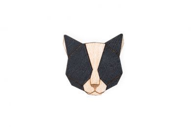 Dřevěná brož Black Cat Brooch
