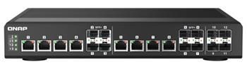 QNAP řízený průmyslový switch QSW-IM1200-8C: 12x 10G porty (4x SFP+ a 8x kombinované SFP+ / RJ-45)