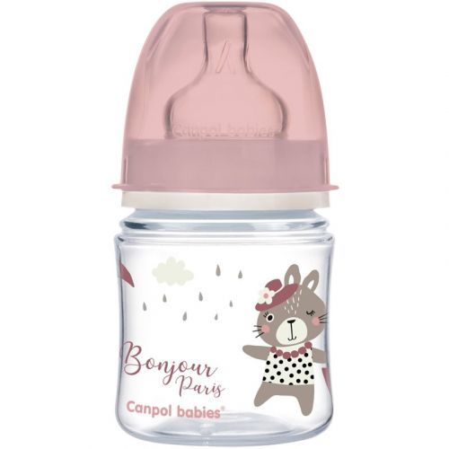 Canpol babies Lahev se širokým hrdlem Bonjour Paris 120ml růžová