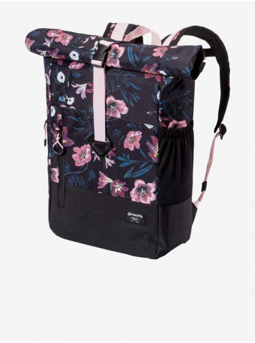 Růžovo-černý dámský květovaný batoh Meatfly Holler