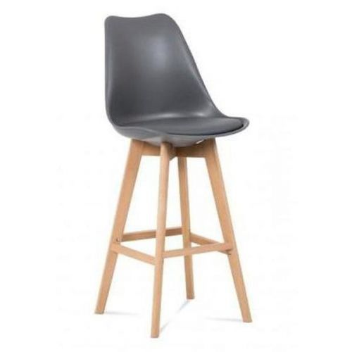 Barová židle v šedé barvě s dřevěnou konstrukcí v dekoru buk CTB-801 GREY Miss Sixty