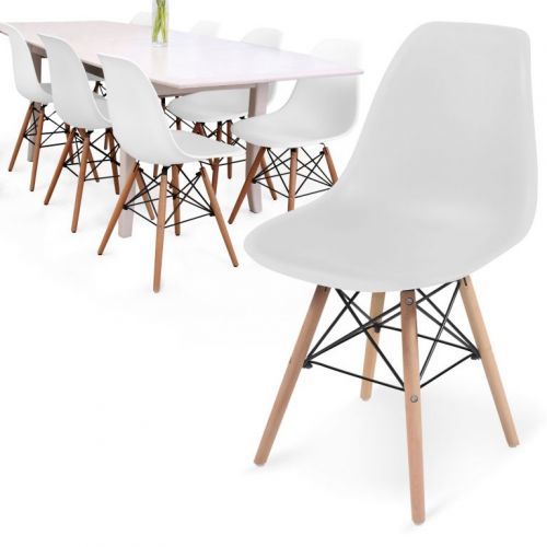 MIADOMODO Sada 8 jídelních židlí s plastovým sedákem, bílé Miadomodo JG80537