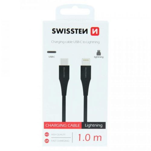 Datový kabel SWISSTEN USB-C / LIGHTNING 1 m black