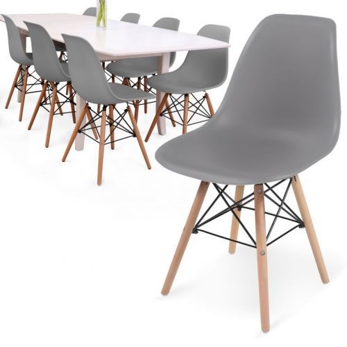 MIADOMODO Sada 8 jídelních židlí s plastovým sedákem, šedá Miadomodo JG80543