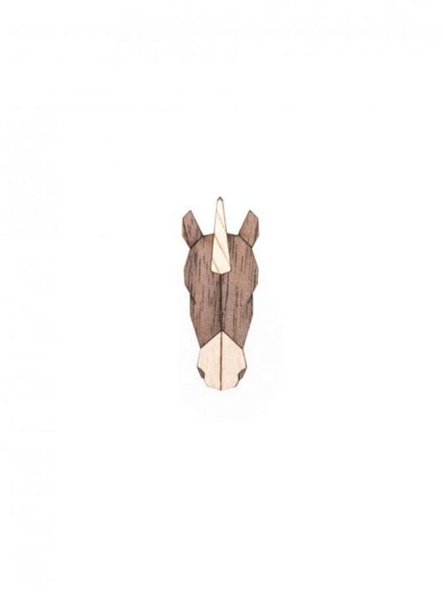 Dřevěná brož Unicorn Brooch