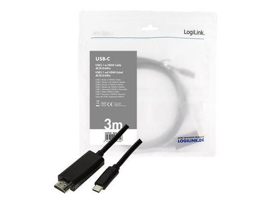 HDMI / USB kabel LogiLink [1x USB-C™ zástrčka - 1x HDMI zástrčka] černá 3 m