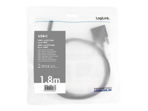 USB / DVI kabel LogiLink [1x - 1x DVI zástrčka 24+1pólová] černá 1.8 m