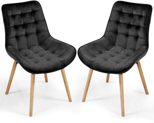 Sada prošívaných jídelních židlí, černé, 2 ks Miadomodo JG74743