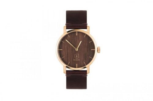 BeWooden Dámské dřevěné hodinky s řemínkem z pravé kůže Aurum Watch 70-105 mm červená