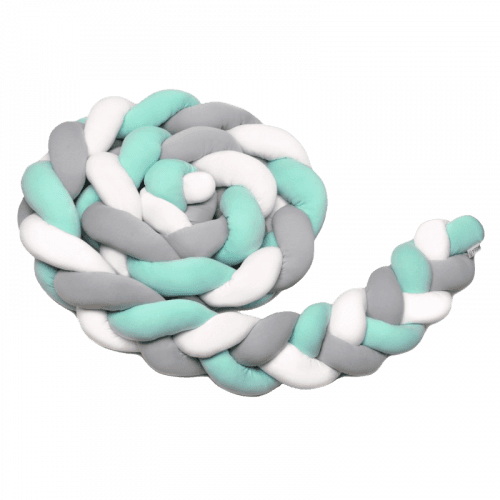 T-Tomi Pletený mantinel 220 cm White+Grey+Mint 1ks