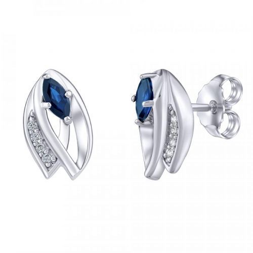 SILVEGO Stříbrné náušnice Isla s pravým safírem a čirými Brilliance Zirconia - FWE15688BS