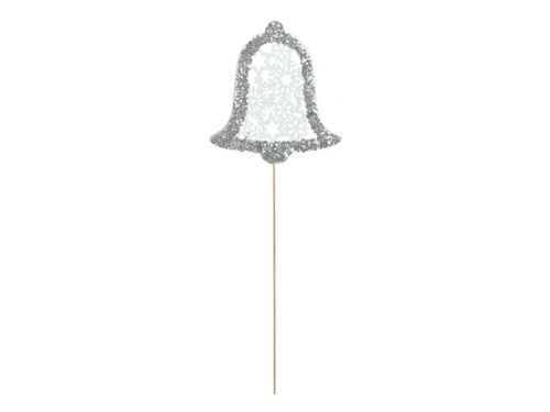 MFP 8886107 Zápich zvonek dřevo bílá s glitrem 7,5cm/35cm