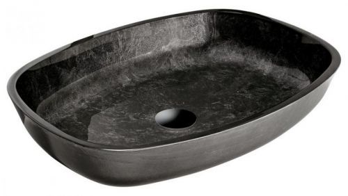 SAPHO KVAORE skleněné umyvadlo 54x11x39,5 cm, černá TY220