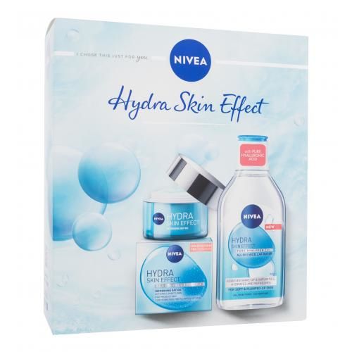 Nivea Hydra Skin Effect dárková kazeta proti vráskám pro ženy denní pleťový gel Hydra Skin Effect 50 ml + micelární voda Hydra Skin Effect 400 ml