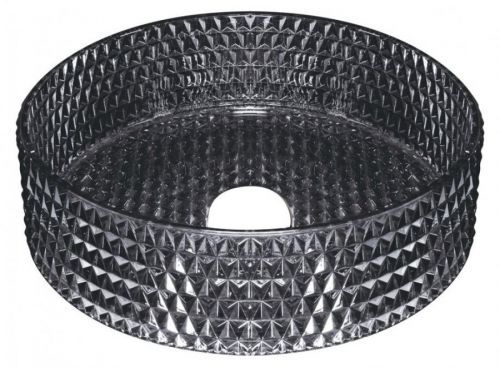 SAPHO MARAGUA skleněné gravírované umyvadlo, průměr 39,5 cm, černá TY214