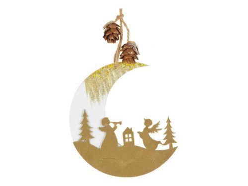 MFP 8886098 Měsíc závěs dřevěný 12x13cm