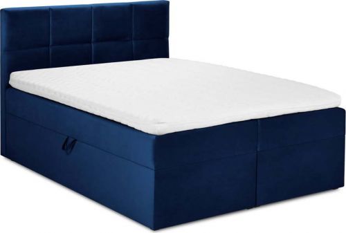 Modrá sametová dvoulůžková postel Mazzini Beds Mimicry, 200 x 200 cm