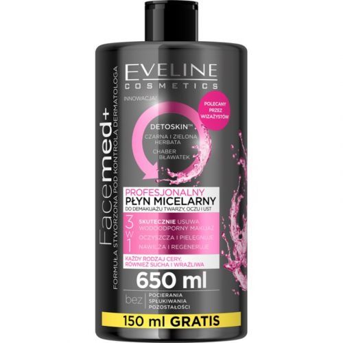 Eveline FaceMed+ Detoskin Professional Micellar Water odličovací micelární voda pro všechny typy pleti 650 ml