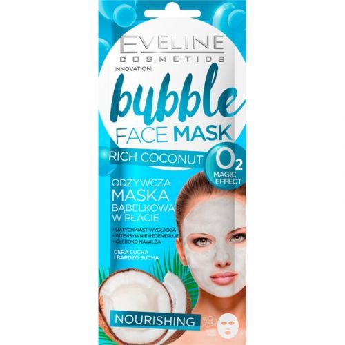 Eveline Cosmetics Bubble Mask Rich Coconut vyživující plátýnková maska s kokosem 1 ks