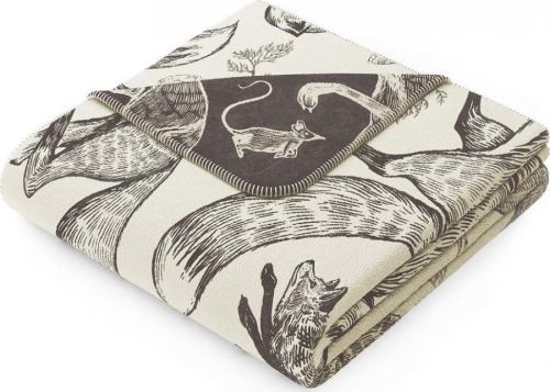 Béžová deka s příměsí bavlny AmeliaHome Fox, 150 x 200 cm