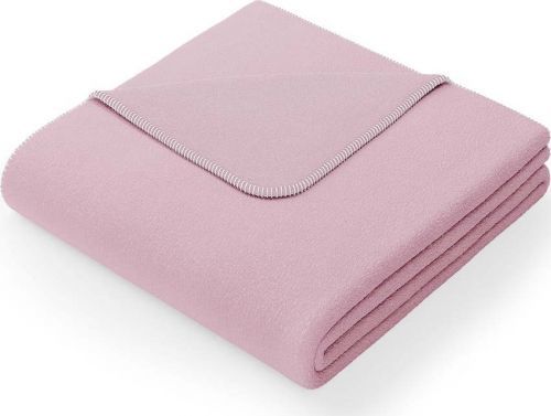 Pudrově růžová deka s příměsí bavlny AmeliaHome Virkkuu, 150 x 200 cm