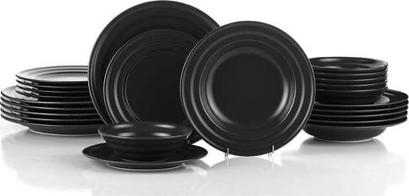 24dílná sada černého porcelánového nádobí Kütahya Porselen Basis